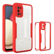 2PCS Integrated 360 Case For Samsung Galaxy A52 5G Transparent Silicone Full Protection Cover For Galaxy A52 5G- Red Samsung A52 5G