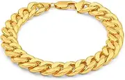 [Generic] Bracelet Real 18k Yellow Filled Gold Solid Statement 8mm Curb Bangle 23cm
