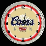 Coors Banquet Beer Sign 16" Red Neon Clock Man Cave Garage Bar Game Room