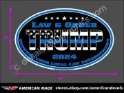 TRUMP THIN BLUE LINE STICKER LAW & ORDER 2024 SUPPORT LAW ENFORCEMENT DECAL