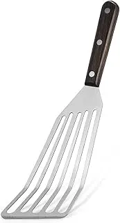 Ramkuwar Fish Spatula with Curved Stainless Steel Blade Thin and Flexible Slotted Kitchen Turner Spatulas with Full Tang Handle Metal Flipper for Flipping Fish Egg Pancake 2X32X9CM Big Turner