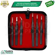 6 Pcs Eyelash Extension Tweezers Anti-Static Black Color Set With Carrying Case