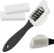 Mtxorvix Suede Brush Kit, Quality Nubuck and Suede Multifunctional 4-Sided Cleaning Shoe Brush,Brass and Nylon Bristle,Suede Brush for Shoes with Extra 2 Erasers for Suede Leather Boots Shoes Cleaning