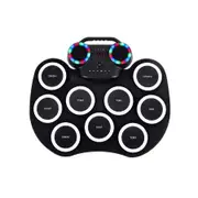 White Portable Electronic Drum Kit Hand Rolled Flashing Bluetooth Drum with Speaker