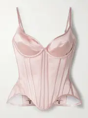 [Wiederhoeft] Wiederhoeft - Salon Silk-satin Bustier Top - Blush - US6 US 6 Pink
