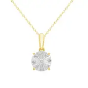 Bevilles Round Illusion Necklace with 0.09ct TDW of Diamonds in 9kt Yellow Gold Pendant