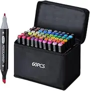 60 Colors Alcohol Markers, Dual Tip Colouring Markers, Waterproof Art Markers for Kids, Students, and Artists – Ideal for Drawing and Crafting