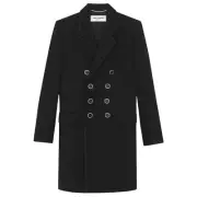 SAINT LAURENT WOMEN COAT OFFICER'S BLACK CASHMERE JACQUARD 030_RTW_1000_SIZE 40