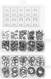 300Pcs E-Clips Assortment Set M1.5-M10 304 Stainless Steel C-Clips Assortment Kit M8-M18 Multifunctional Circlip Snap Rings Assortment Kit Retaining Ring Set 20 Sizes for Furniture