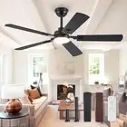 52" Ceiling Fans with Lights, Black Modern Ceiling Fan with Remote, Farmhouse In