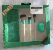 5 Piece Set EcoTools Dew Luxe Brushes, Sponge, Tin Case New