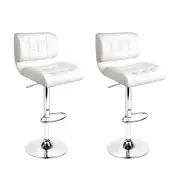 Set of 2 Gas Lift Bar Stools (PU Leather) White