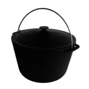 Cast iron tourist cauldron with cast iron lid 12 liters. Thickness 4.4 mm