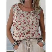 Women's Tank Top Floral Stylish Modern Sleeveless Crew Neck Regular Tops Daily Holiday Print Red Light Brown Brown Khaki Apricot Summer