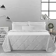 Natural Home Summer Cotton Quilt 250gsm Lightweight Coverlet Duvet Doona Superior 100% Natural Cotton Breathablity, Durability, Softness & Comfort, Hypoallergenic - White - Queen Bed