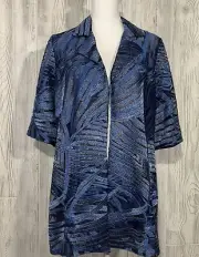 NWT Chico’s Travelers Whimsy Mesh Strip Women’s Jacket Wave Blue Sz 1 (M8) $149