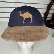 Vtg New Camel Ball Cap Hat Strapback Baseball Brown Flat Suede Bill BHN