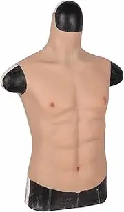 Silicone Fake Muscle Chest Fake Muscle Male Chest High Collar Abdominal Muscle Stimulation Skin Shaper for Cosplay