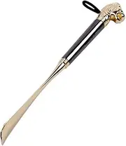 PA-DABAOO Light Luxury Metal Shoe Horn, Lazy Shoe Horn, Unisex Boot Shoe Horn, Travel Shoe Horn, Home Shoe Horn Aid, Suitable for The Elderly and Pregnant Women,Black