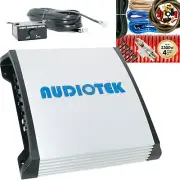 NEW Audiotek AT910M Monoblock 1500 Watts Class D Car Amplifier + 4 Gauge Amp Kit
