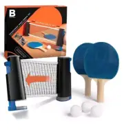 Retractable Table Tennis Ping Pong Set, Net, Paddles, Balls, Mesh Bag