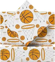 Basketball Wrapping Paper for Men Women, Large & Small Basketballs/Hoops Patterns on White Art Paper - Sports Theme Design for Basketball Player Kids Boys Girls Birthday Party Match Gift Wrap Paper