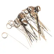 Bamboo Cocktail Toothpicks Looped Ring Drink Picks Skewer 100Pcs, Black