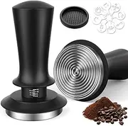 [Xkimos] 53mm Coffee Tamper with 53.3-54mm Portafilters,Coffee Tamper with 304 Stainless Steel Corrugated Base,Compatible with Popular Sage Models,Spring Loaded Adjustable Pressure Coffee Tamper