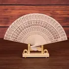 Vintage Hand Held Fan Wooden Hollow Wooden Fan Bamboo Folding Fan Women