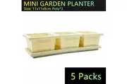 5x Beige Quadrant Garden Planter Mini Small Square Pots Plants Flower Seedling Nursery