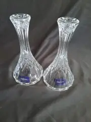 MIKASA Crystal CAPELLA Candlestick Holders Crystal Glass 9" NEW PAIR (0002)