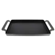 Chasseur Cookware 14'' French Enameled Rectangular Cast Iron Griddle Caviar Grey