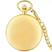 Gold Full Hunter Quartz Movement Pocket Watch with Chain White Analog Dial Gifts