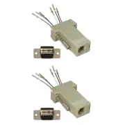 2x 9-Pin DB9 RS232 Female to RJ11/12 6P6C Phone Line Jack Modular Adapter Ivory