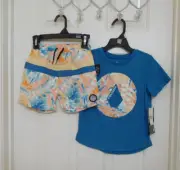 NWT 2pc Volcom Blue Shirt & Print Swim Shorts sz 4t