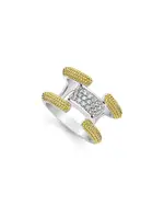 Lagos 18K Yellow Gold & Sterling Silver Caviar Lux Clip Diamond Pave Statement Ring - Exclusive