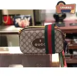 二手99新GUCCI GG SUPREME 綠紅背帶 斜背包 孫蕓蕓 ?476466 K9GVT 8856