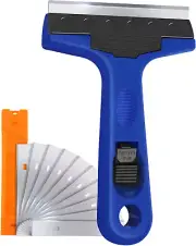 Razor Blade Scraper, 4" Scraper Tool with 10 Extra Replacement Metal Blades,