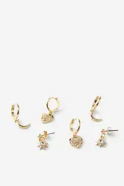 [Rubi] Rubi - 3Pk Mid Earring - Up celestial multi charm gold OS UP CELESTIAL MULTI CHARM GOLD