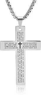 [Teegxddy] Cross chain, stainless steel cross chain, men's necklace, cross necklace for men and women, cross pendant with 60 cm chain, birthday, Easter, Thanksgiving gift, silver, M, Stainless Steel