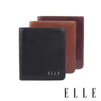 在飛比找momo購物網優惠-【ELLE HOMME】ELLE 輕薄皮夾荔紋壓紋牛皮短夾/