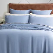 Renee Taylor Cavallo Stone Washed 100% French Linen Quilt cover set Denim