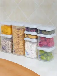 在飛比找樂天市場購物網優惠-大號透明廚房密封罐塑膠五穀雜糧儲物罐家用面條罐冰箱食品收納盒