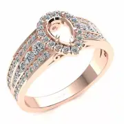 0.90Ct Round Diamond Pear Shape Semi-Mount Halo Engagement Ring 14K Gold