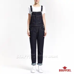 (全新) BRAPPERS 女款 Boy Friend 系列-女用中寬版吊帶長褲-藍