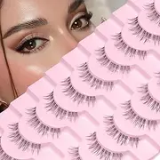 Glitzcharm 10 Pairs Lashes False Eyelashes Wispy Natural Mink Lashes Fake Eye Lashes Clear Lash Band Fake Eyelashes Pack