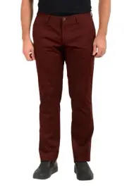 Hugo Boss Men's "Stanino16-W" Burgundy Flat Front Casual Pants