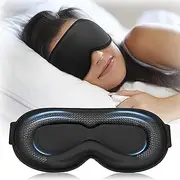 Weighted Eye Mask for Sleeping, Blackout Sleep Mask for Men Women, Upgraded 3D Contoured Eye Cup, Eye Cover for Eyelash Extensions, Airplane Travel Essentials with Soft Memory Foam, Yoga Nap(Black)