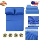 4-Piece 400 Thread Count Royal Blue Cotton Bedding Set - Fits 16-Inch Mattresses