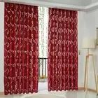 Vine Leaves Tulle Door Window Curtain 2M Drape Panel Sheer Valances(Red)